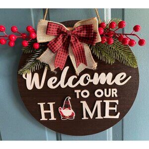 Interchangeable Welcome Sign for Front Door, Christmas Wreaths for Front Door